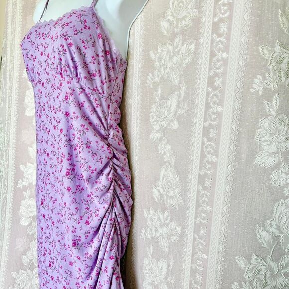 Wild Fable Women's Purple and Pink Floral Asymmetrical Dress - Picture 1 of 7